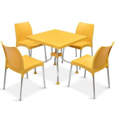 Square-Shape Plastic Dining Set for Indoor & Outdoor