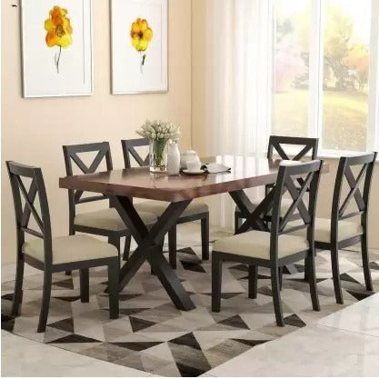 Wooden 6 Seater Dining Table Set for Living Room