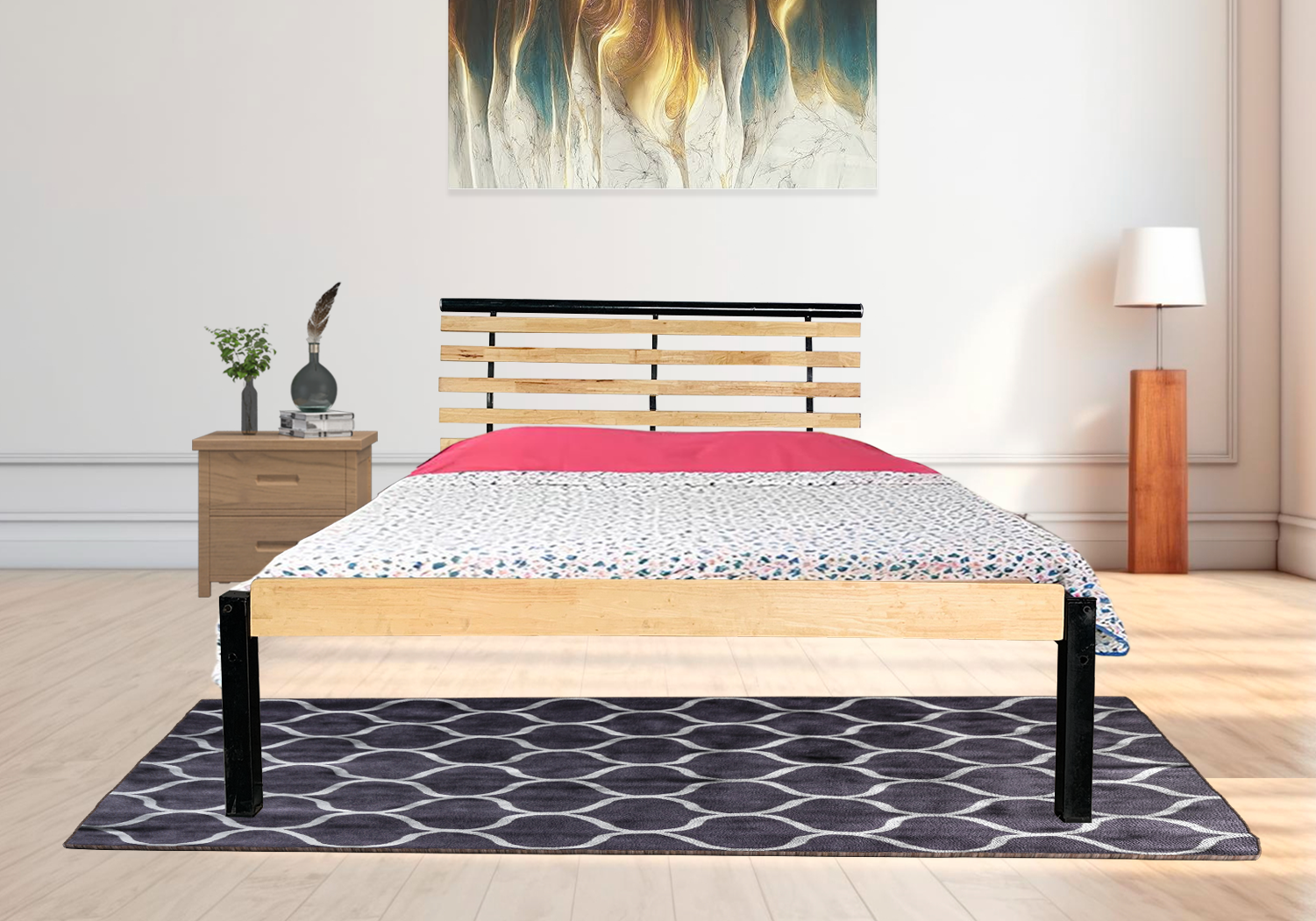 Rubberwood Double Bed