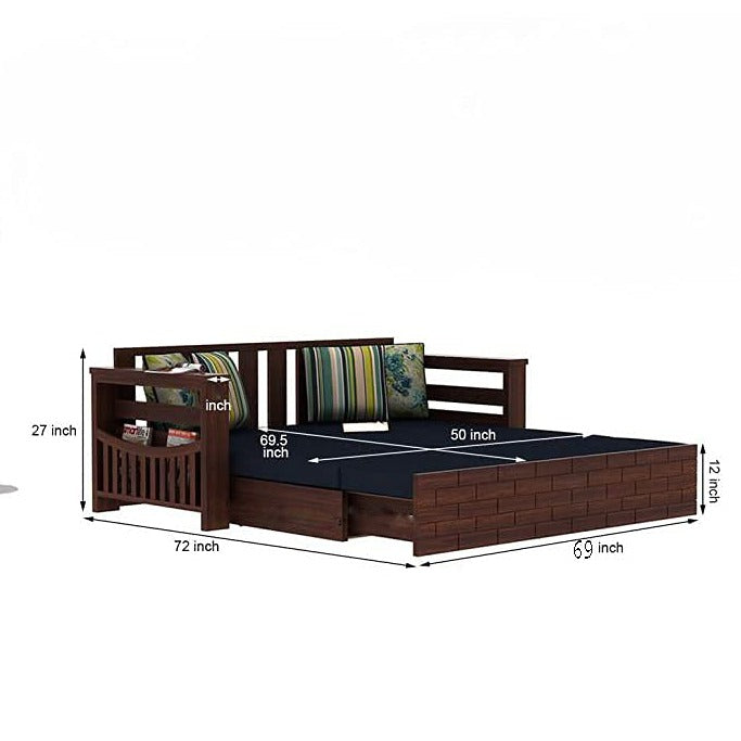 Teak Wood 3 Seater Sofa Cum Bed