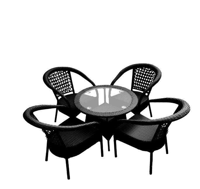 Outdoor / Indoor Patio Balcony Chair Set With Glass Table