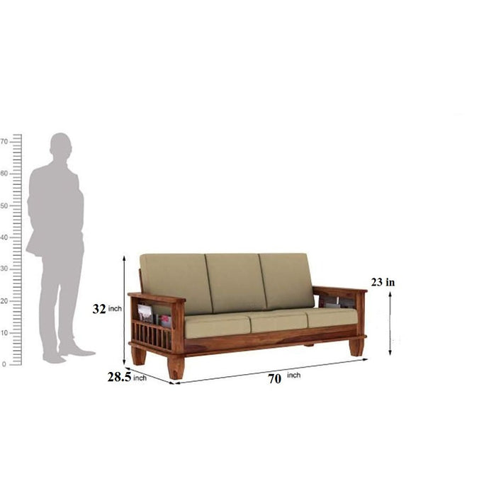 Amherst Solid Sheesham Wood 3+1+1 Seater Sofa Set