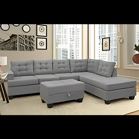 Madeira L Shape Sofa Set In Grey