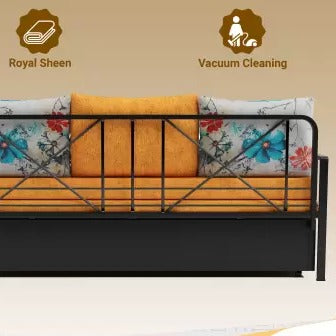 3 Seater Double Metal Pull Out Sofa Cum Bed With Storage