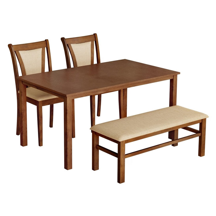4 Seater Dining Set in Walnut Finish with Bench
