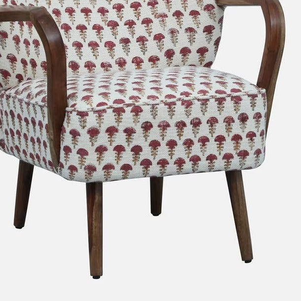 Fabric Arm Chair in Scratch Resistant Provincial Teak Finish