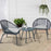 3 Piece Patio Rope Furniture Set 2 Chair with Cushions & 1 Glass Top Table