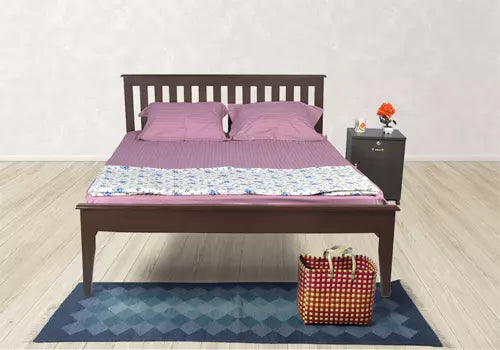 Solid Wood Double Bed, Mattress and Bedside Table Combo