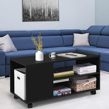 Coffee Table with Storage - Portable Wooden Center Table