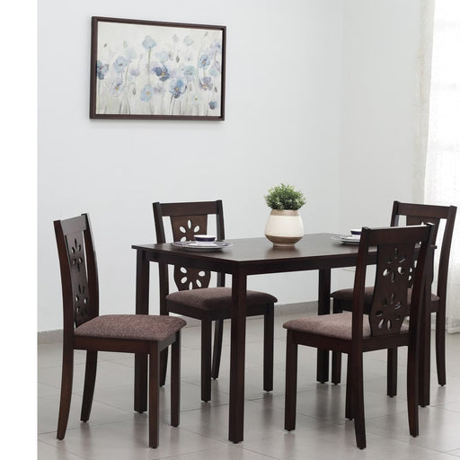 Solid Wood 4 Seater Dining Set in Antique Cherry Finish