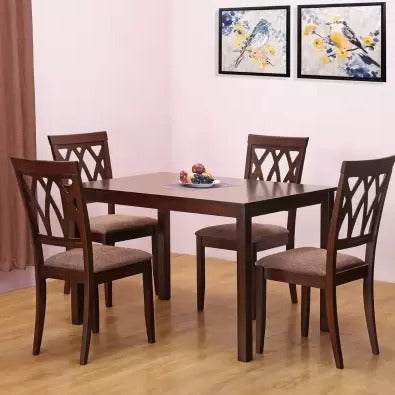 Peak Solid Wood 4 Seater Dining Set in Cappuccino Finish